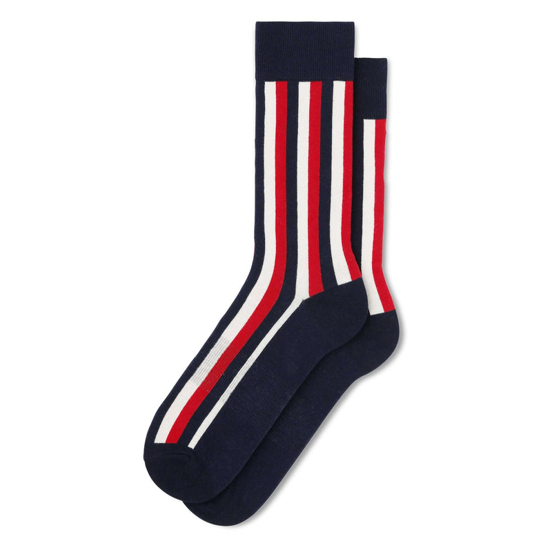 Fun Socks Men's Varsity Stripe Socks Socks Fun Socks Navy/Red/White 