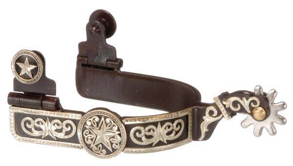 Kelly Silver Star Antique Brown Spurs with Engraved Star Overlay English Spurs And Straps JT International Women's