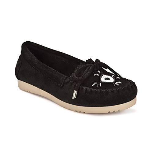 Five Tribe Women's Peaceful Leather/Suede Moccasin Loafer Sizes 7-9.5 Loafers Five Tribe Black 7 
