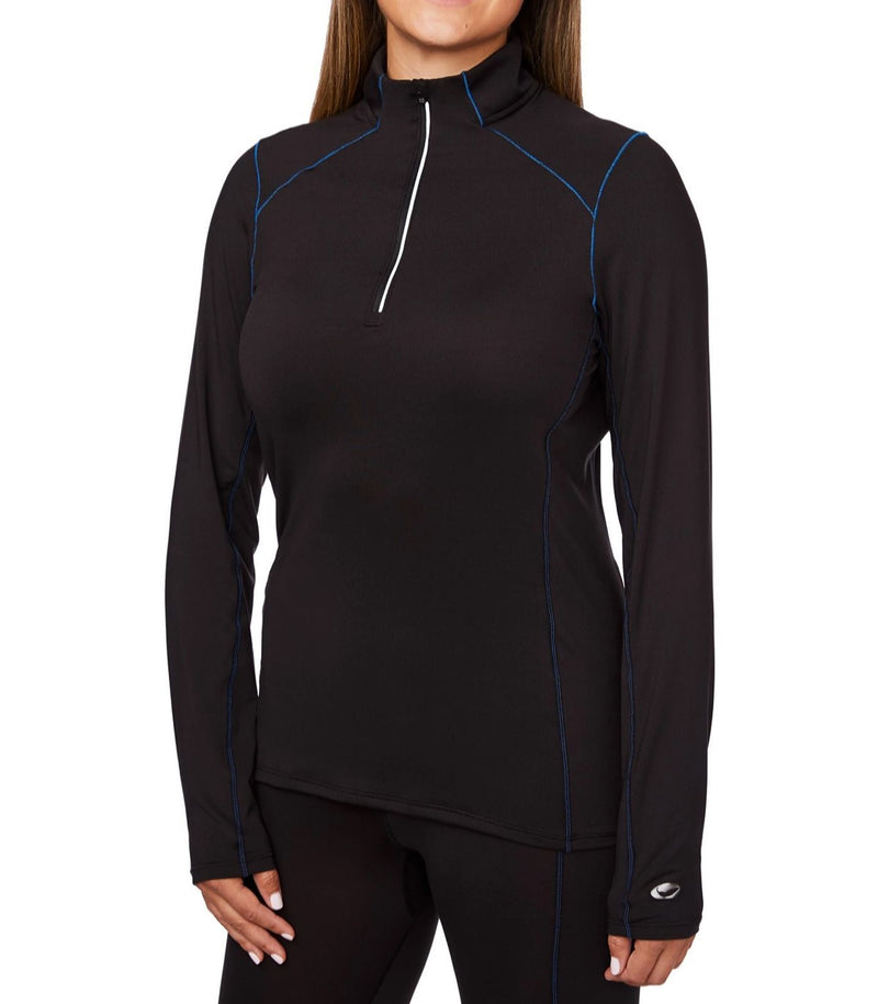 Hot Chillys' Women's Clima-Tek Zip-T Base Layers Hot Chillys' Black Small 