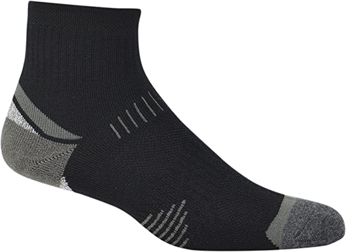 Khombu 4722 Men's Outdoor Quarter Socks - 2-Pack Black/Grey 7-12