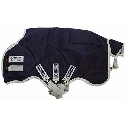 Rambo Original Turnout Blanket 200g with Leg Arch Turnout Blankets Horseware Ireland Navy/Silver 72" 