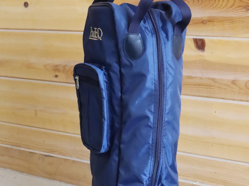 Close side view of Blue BasEQ Tall Boot Bag One Stop Equine Shop Standard