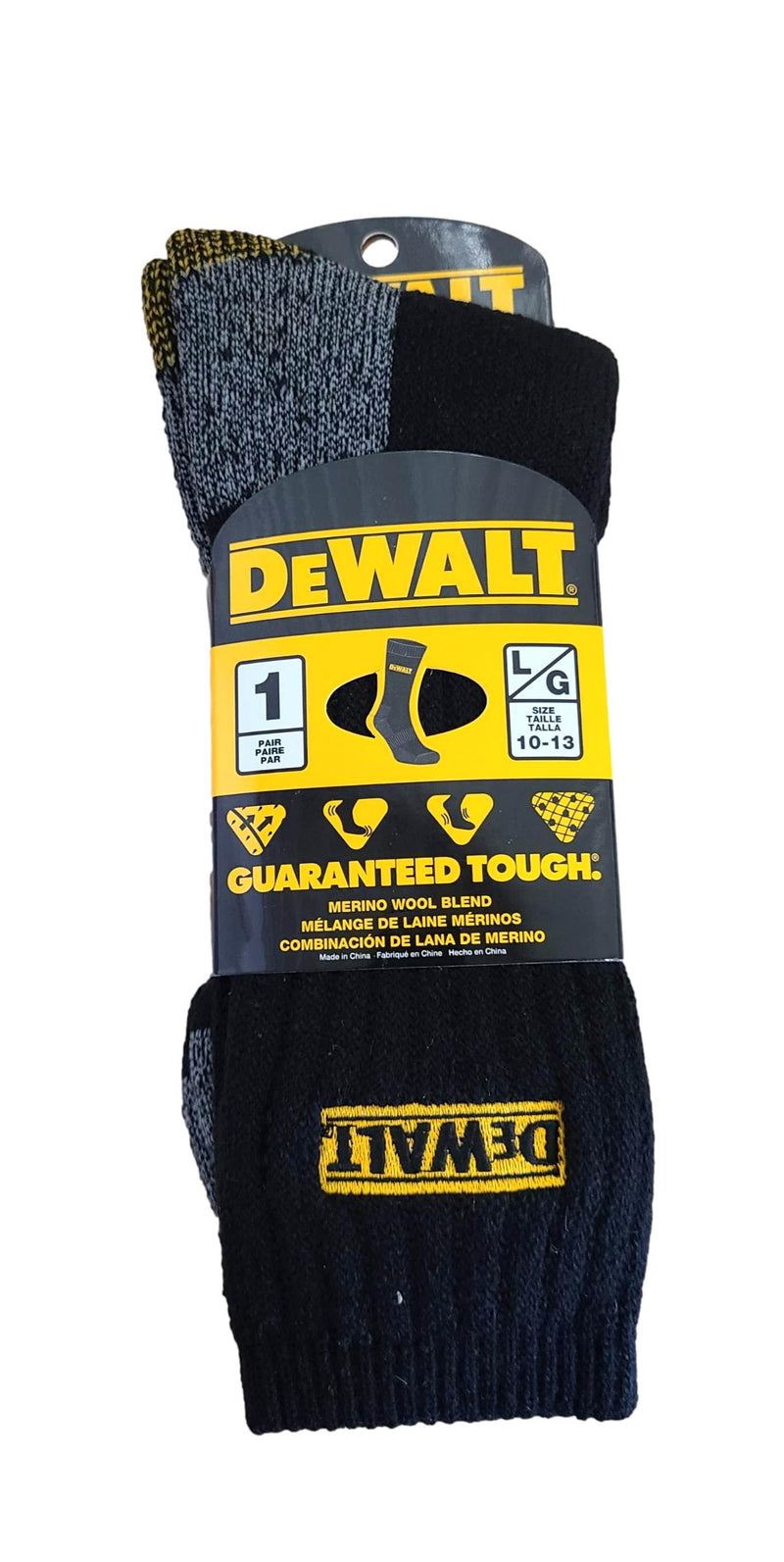DeWALT Merino Wool Blend Socks Single Pair Size 10-13 Large Socks