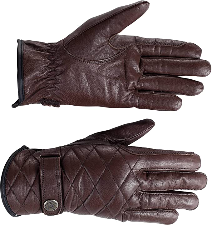 Horze Selena Quilted Leather Riding Gloves Gloves Horze Dark Brown 10 