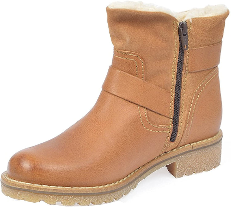 Front view of Camel Eric Michael Women's Alaska Fur Lined Boots Fashion Boots