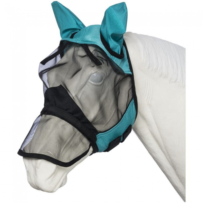 Turquoise Tough 1 Deluxe Comfort Mesh Fly Mask with Mesh Nose
