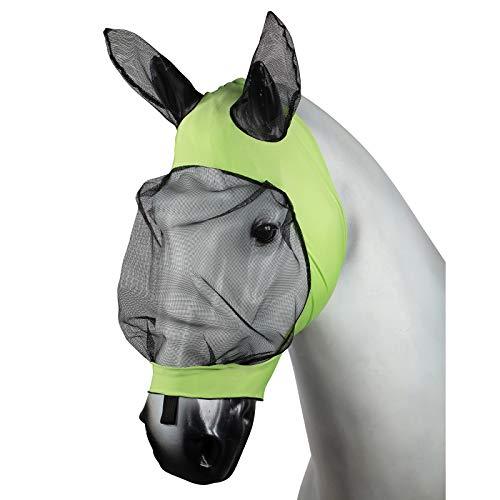 HORZE Soft Stretch Breathable Lycra Mesh Insect Fly Mask with Ear Protection Fly Masks Horze Light Green Full 