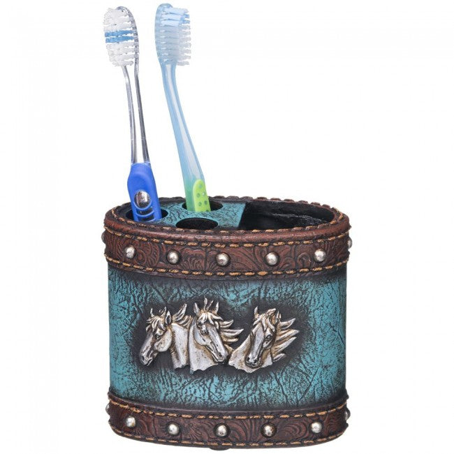 Tough 1 Horse Head and Blue Leather Toothbrush Holder Gifts