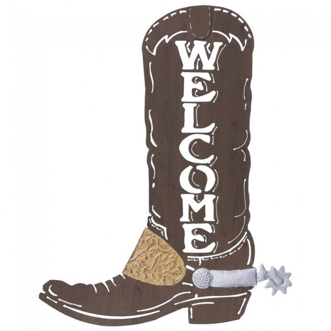 Brown Tough 1 Cowboy Boot Welcome Sign