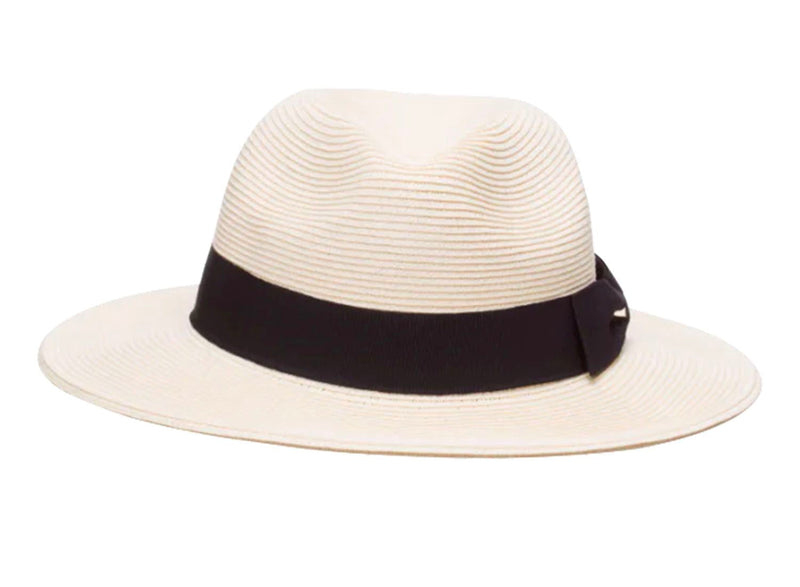 Summerskin Joy Fedora UPF 50+ Hats Cream with Black Ribbon One Size