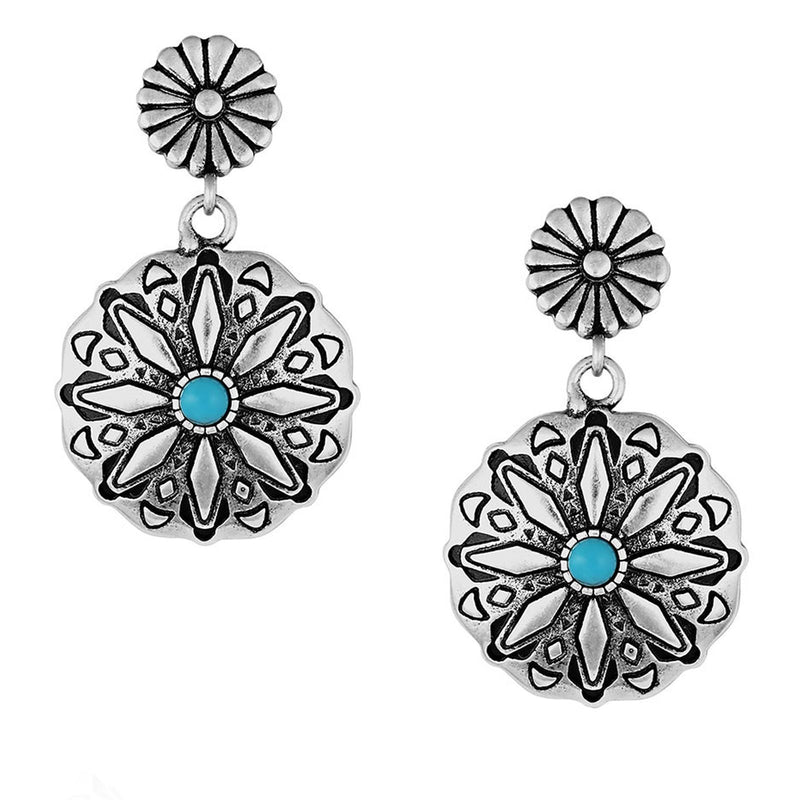 Starbrite Turquoise Coin Earrings Jewelry Montana Silversmith 