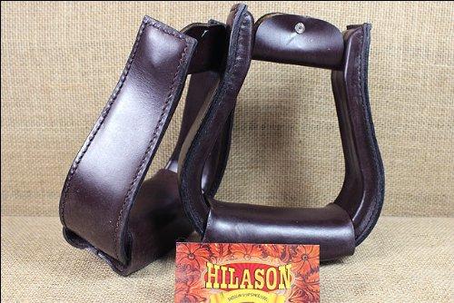 Side View of Tough 1 Leather Covered Stirrups - Dark Oil English Stirrup Leathers JT International