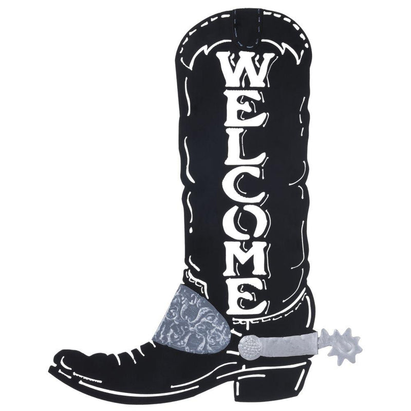 Tough 1 Welcome Sign Metal Rustic Cowboy Boot Black 87-89471 Gifts JT International 