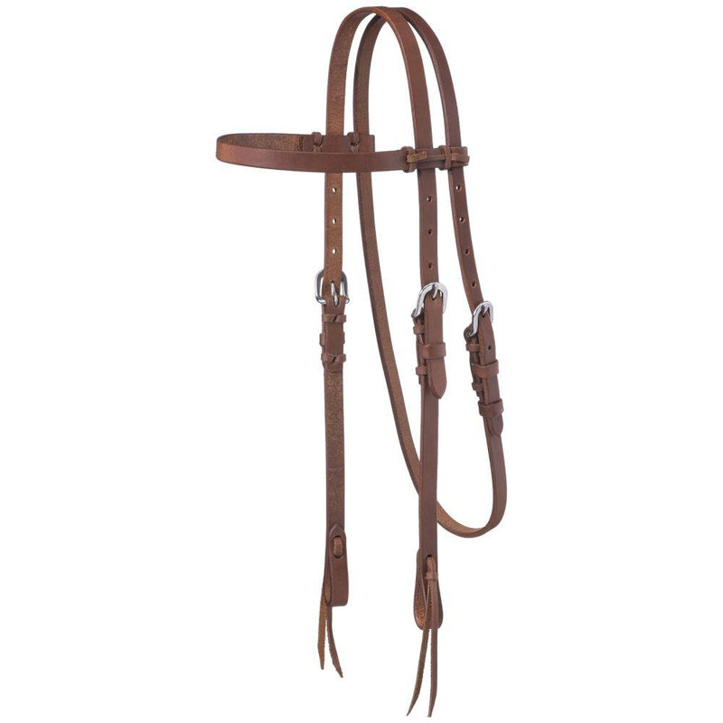 Tough-1 Harness Leather Browband Headstall with Tie Ends English Bridle Accessories JT International Horse 