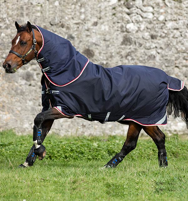 Rambo Duo Bundle - Turnout Blanket (100g Outer & 100g Liner with 300g Liner) Turnout Blankets Horseware Ireland Navy / Beige / White / Red 87" 