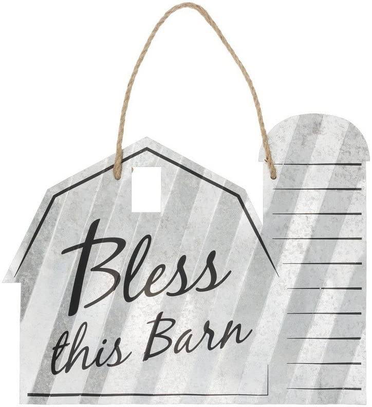 Tough 1 Barn Shaped 20in Metal Sign Decor JT International Bless this Barn 
