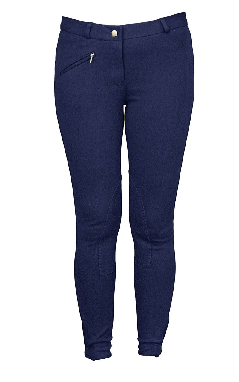 BasEQ Amy Women's Self Knee Patch Classic Equestrian Riding Breeches Knee Patch Breeches One Stop Equine Shop Navy 24 