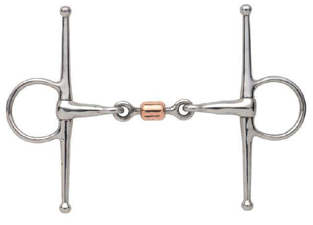 Shires Full Cheek Snaffle With Copper Peanut English Horse Bits Shires 4.5 Stainless Steel 