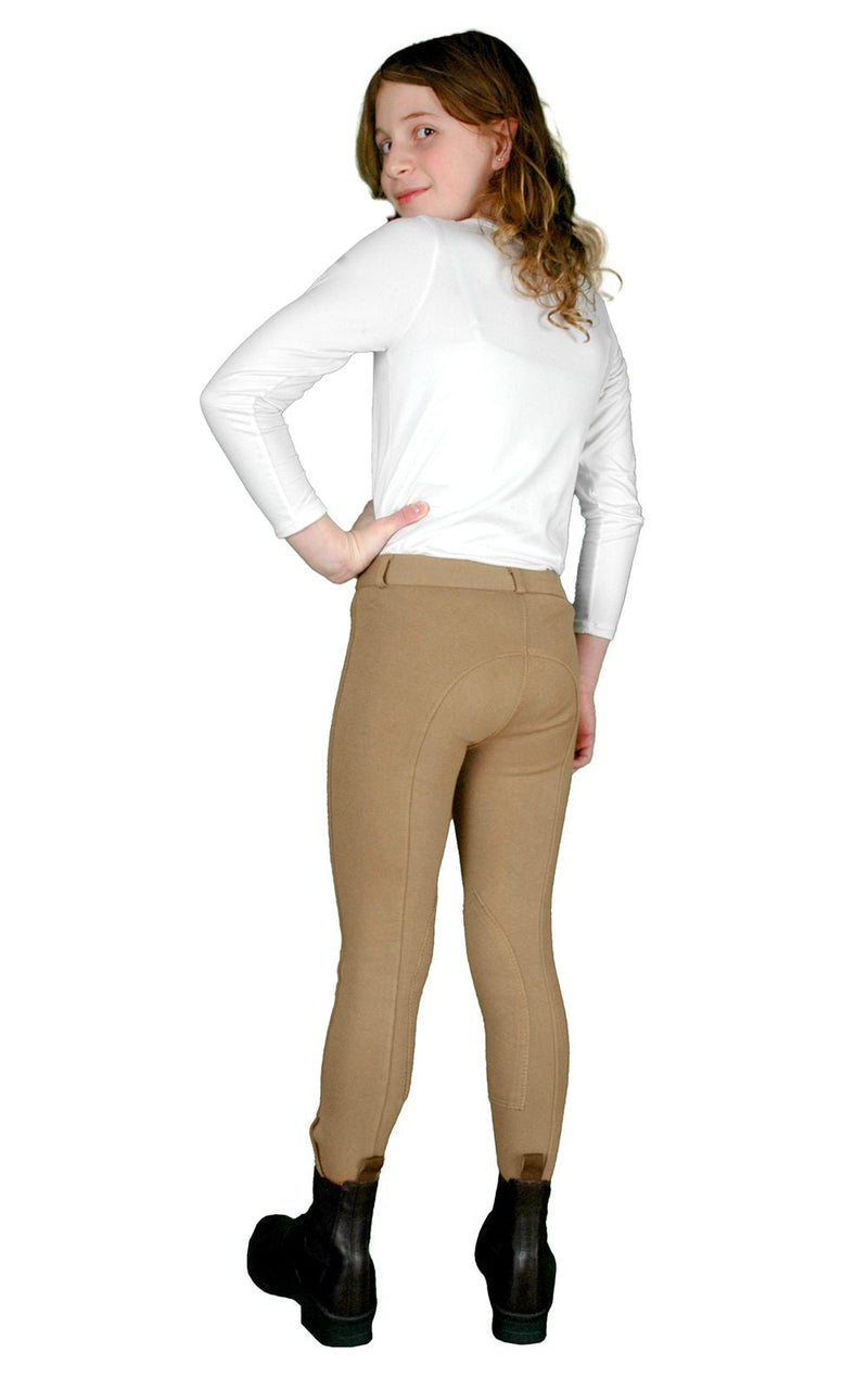 BasEQ Lyla Children's Pull-On Riding Breeches - Horseback Riding Tights With Knee Patches Knee Patch Breeches One Stop Equine Shop 