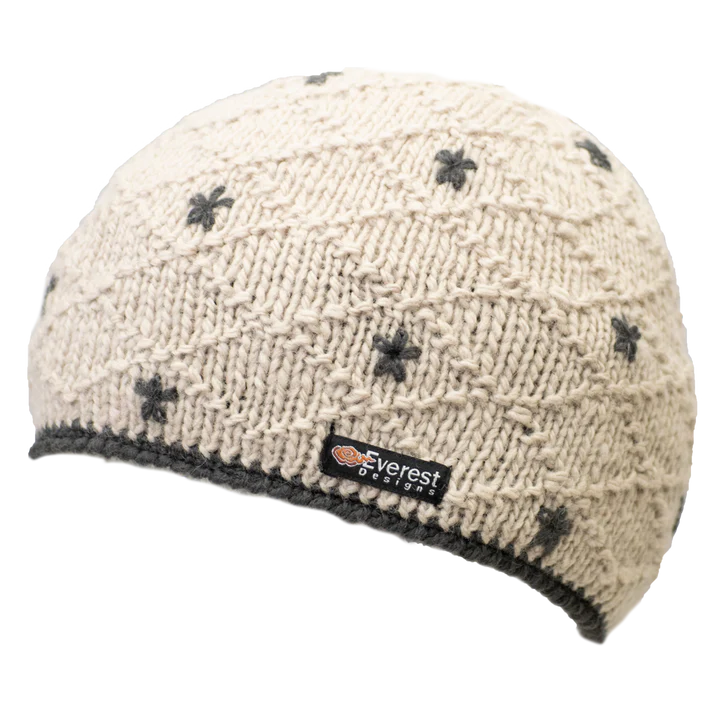 Everest Dolma Beanie Hat -Ivory and Rose Hats Everest Designs Ivory One Size 