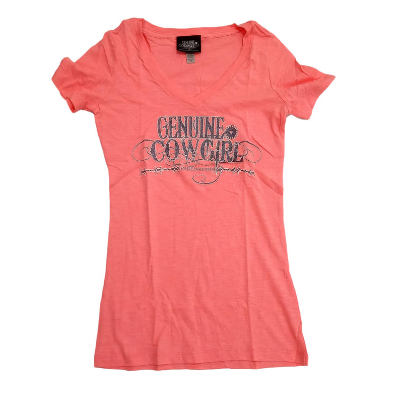 Genuine Ranch Women's Genuine Cowgirl Pink Tee Tee-Shirts Pink Small