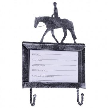 Tough 1 Deluxe Stall Card Holder with Hooks Stable Supplies JT International Black/Silver English 