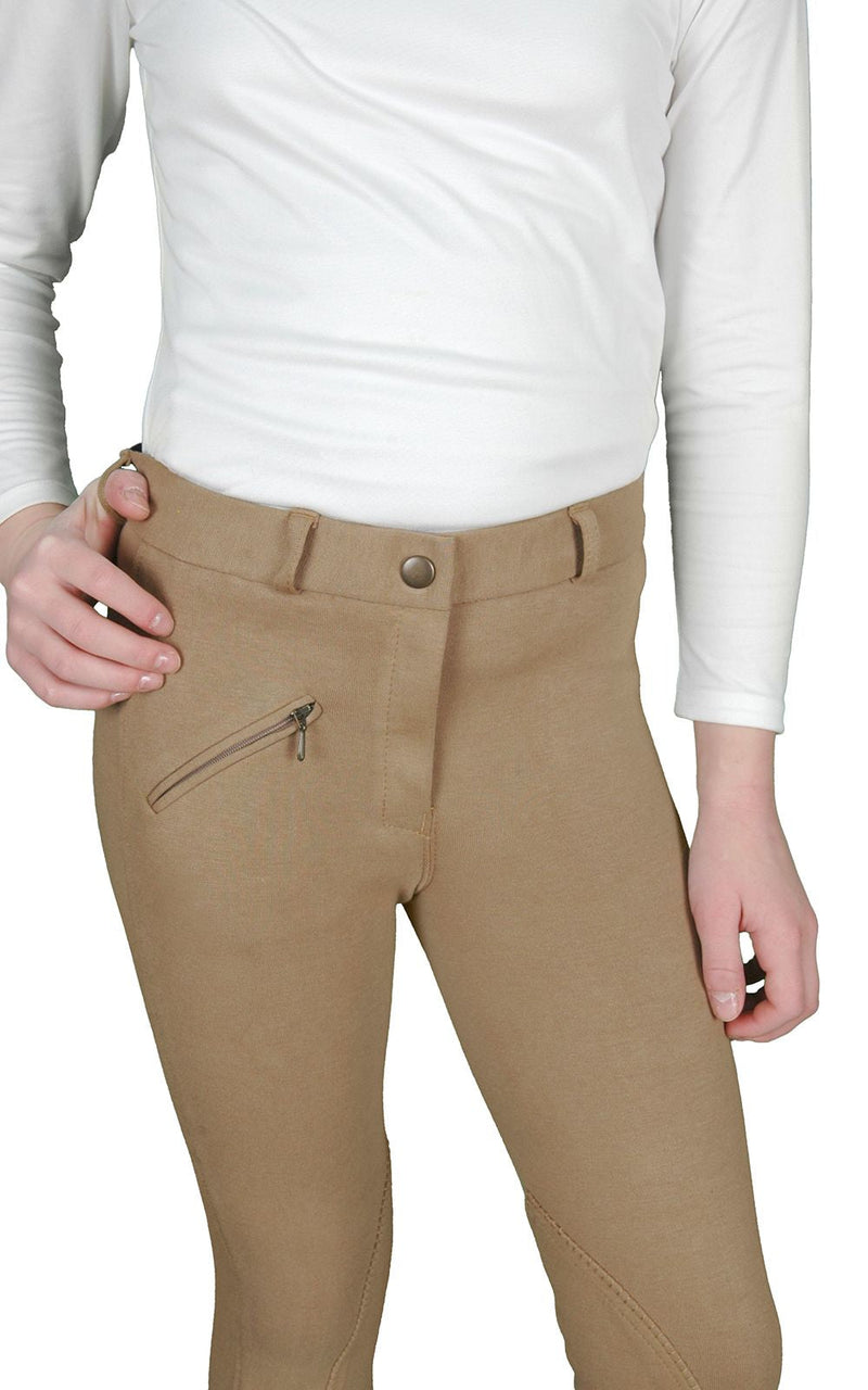 BasEQ Lyla Children's Pull-On Riding Breeches - Horseback Riding Tights With Knee Patches Knee Patch Breeches One Stop Equine Shop 