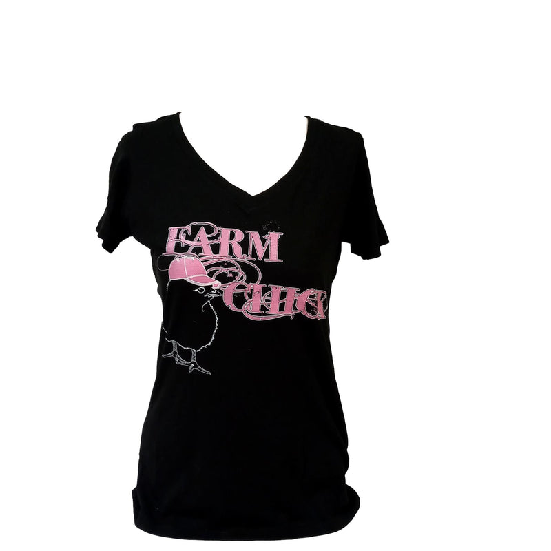 Genuine Ranch Women's Farm Chick Tee-Shirts Black/Purple Medium