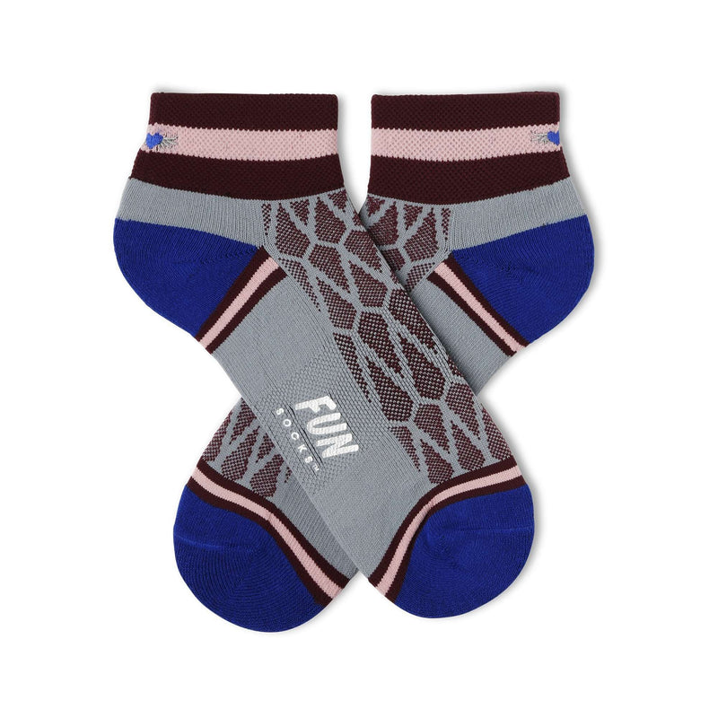 Fun Socks Women's Mesh Stripe Athletic Socks Socks Fun Socks Grey/Burgundy/Blue 