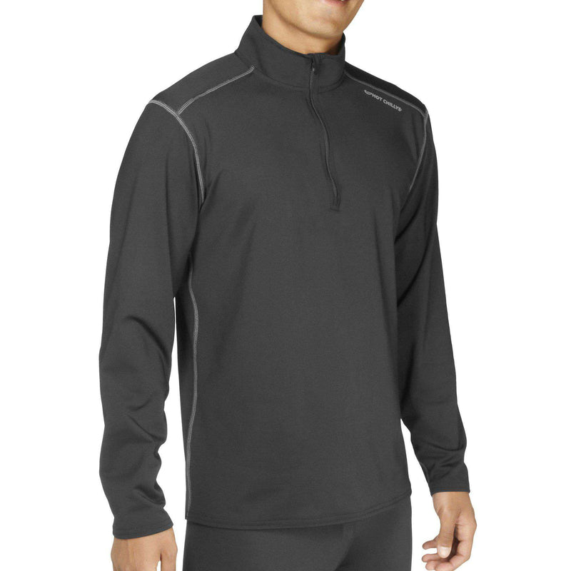 Hot Chillys' Men's Micro-Elite Chamois Solid Zip-T Base Layers Hot Chillys' S Black 