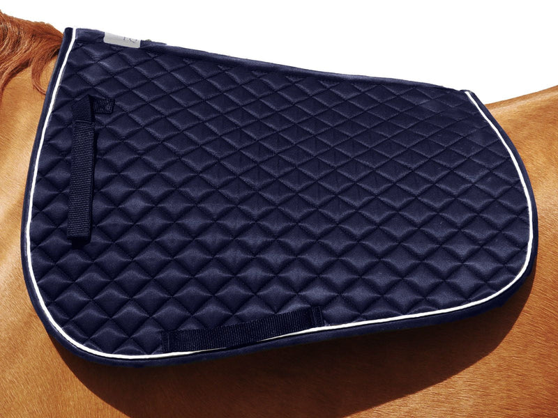 BasEQ Diamond Quilt Saddle Pad with Piping Saddle Pads One Stop Equine Shop Navy/White Horse 