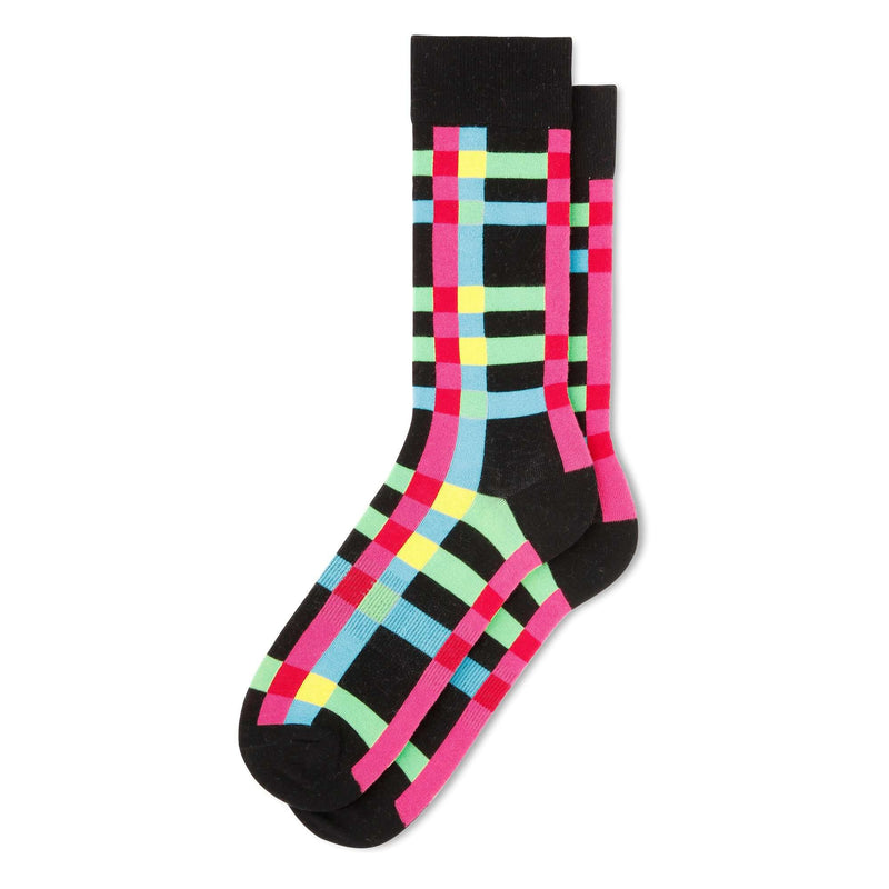 Fun Socks Men's Plaid Socks Socks Fun Socks Black/Bright 