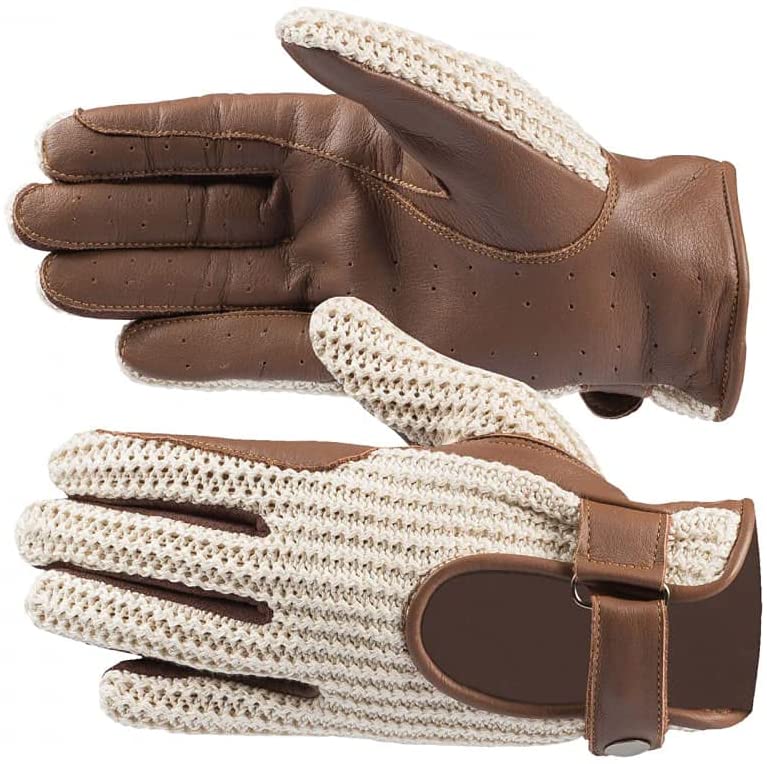 Horze Crochet Gloves Gloves Horze 6 Brown/Off-White 