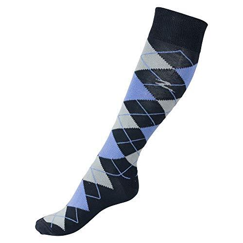 Horze Alana Checked Summer Socks Socks Horze Dark Navy/Periwinkle Blue US Women's 8.5-10 (EU 39-41) 