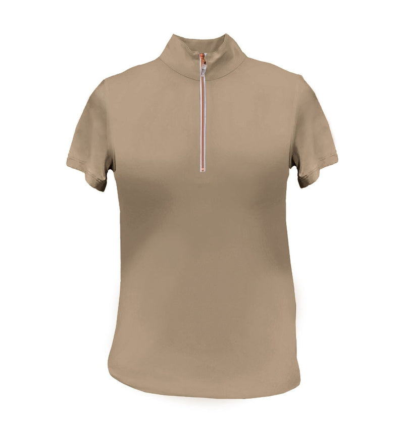 Tailored Sportsman Women's Icefil Zip Top Short Sleeve Shirt Technical Shirts Tailored Sportsman Small Safari/Rose Gold 