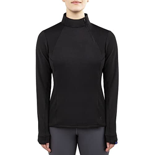 Irideon Women's Himalayer Half Zip Long Sleeve Shirt -Color (Black & Ice Berry/Aubergine) Base Layers Irideon Black X-Large 
