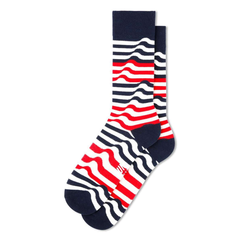 Fun Socks Men's Ribbon Stripe Socks Socks Fun Socks Navy/White/Red 