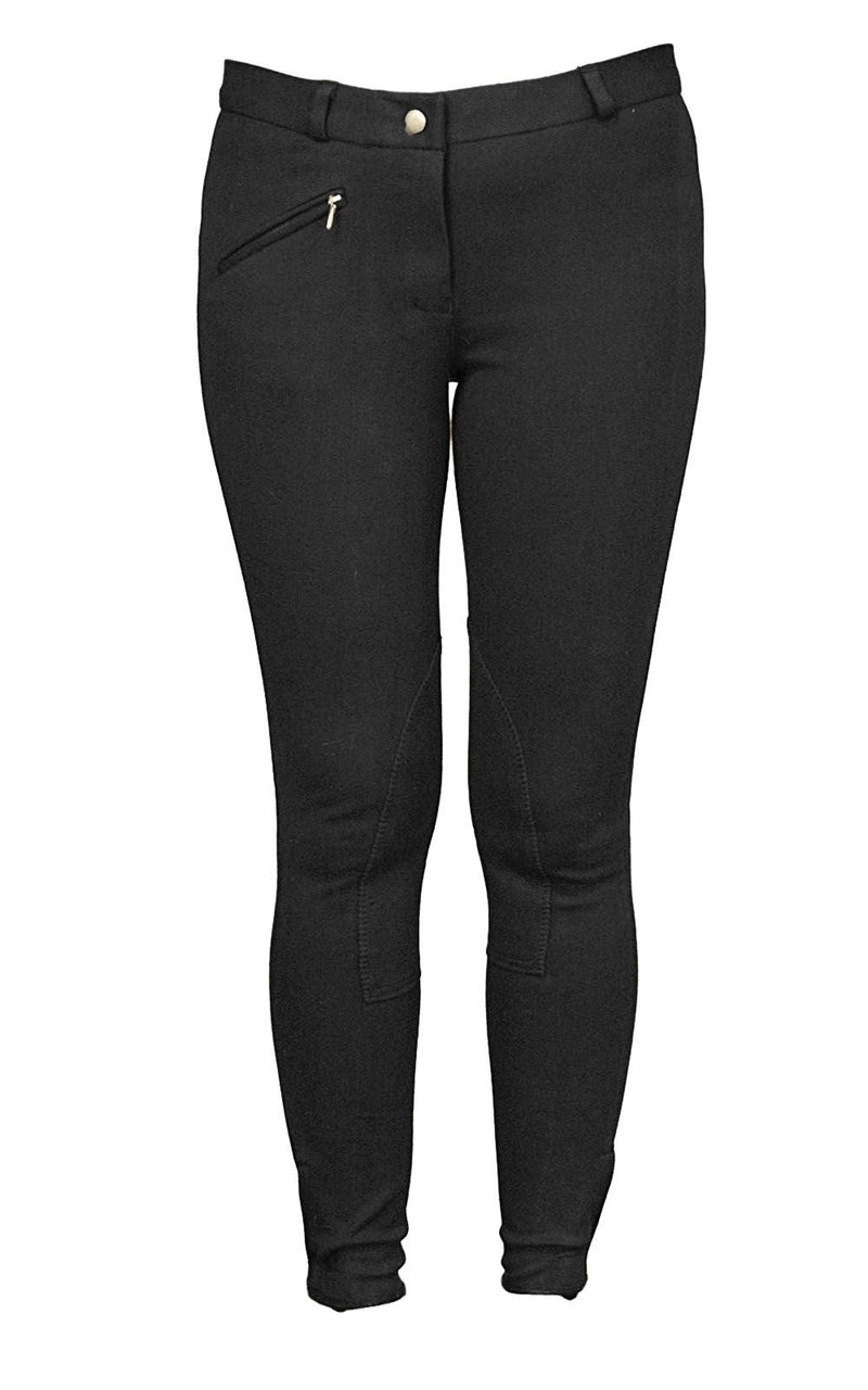 BasEQ Amy Women's Self Knee Patch Classic Equestrian Riding Breeches Knee Patch Breeches One Stop Equine Shop Black 24 