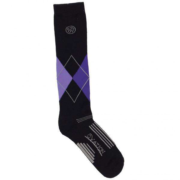 Ovation Dry-Tex Argyle Knee High Riding Sock Socks Ovation 9-11 Black 
