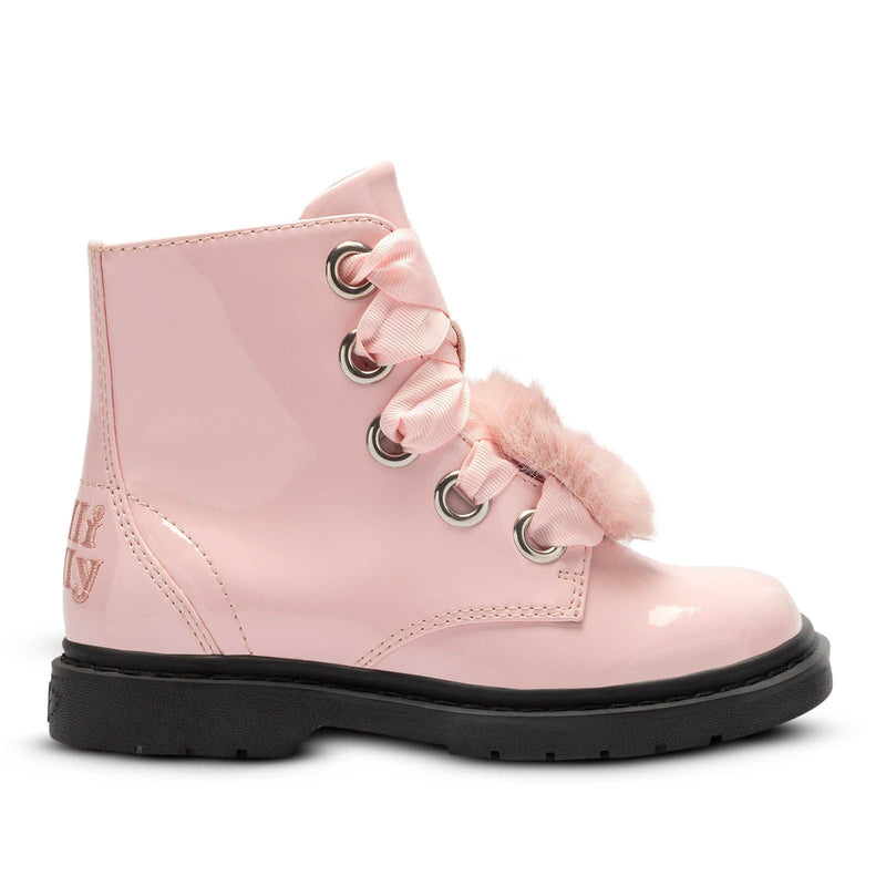 Side View of Pink Lelli Kelly Linea Fiocco Di Neve Pom-Pom Boot English Paddock Boots