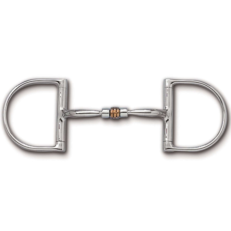 Myler Dee without Hooks with Stainless Steel Comfort Snaffle with Copper Roller English Bits Myler 5" Stainless Steel 