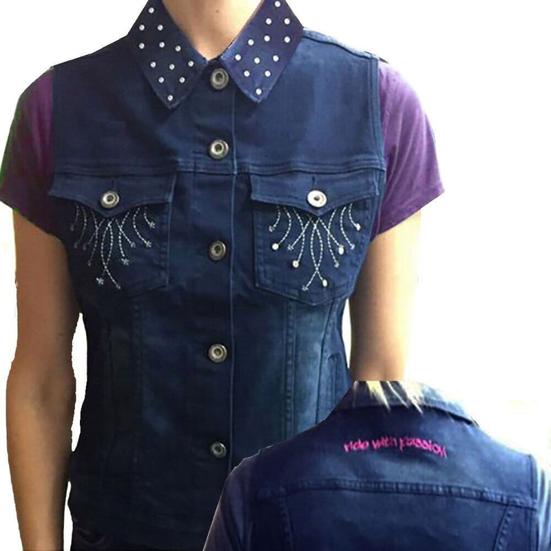2Kgrey Ladies Denim Embroidered Vest Vests Intrepid 