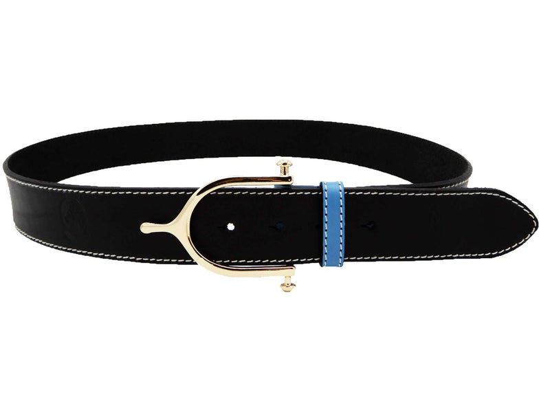 LILO Collections Inglesa Grande 1.5" Spur Leather Belt Belts Lilo Belts 28 Black/Blue/Gold 