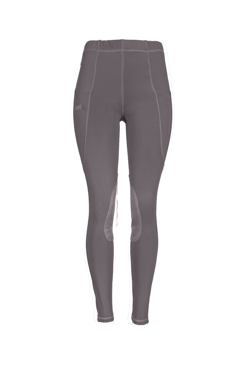 BasEQ Georgia Women's Pull-On Clarino Knee Patch Riding Tights Knee Patch Tights One Stop Equine Shop Grey 24 