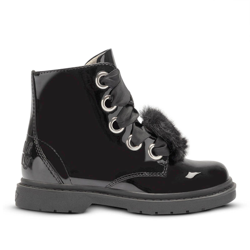 Side View of Black Lelli Kelly Linea Fiocco Di Neve Pom-Pom Boot English Paddock Boots