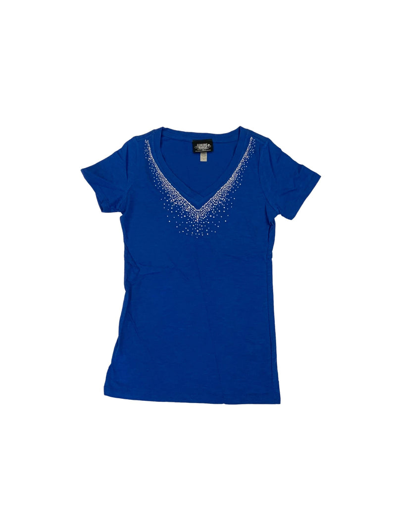 Genuine Ranch Women's Rhinestone Tee-Shirts Blue Small