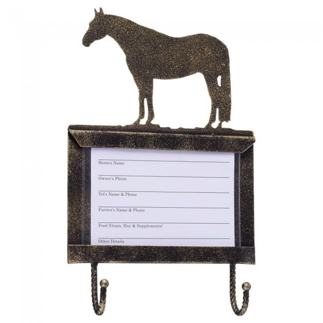 Tough 1 Deluxe Stall Card Holder with Hooks Stable Supplies JT International Black/Bronze Quarter Horse 