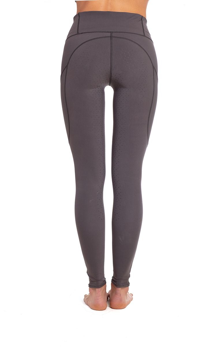 Back side of grey Goode Rider Women's Perfect Sport Full Seat Tights