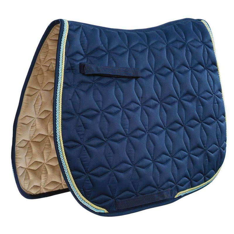 Roma Ecole Star Quilt Close Contact Saddle Pad Dressage Pads Roma Full Navy/Blue/Green 